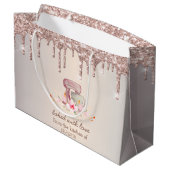 Mixer Bloemen Roze Goud Glitter Druppels Bakkerij Groot Cadeauzakje (Achterkant Gekanteld)