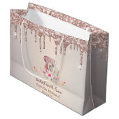 Mixer Bloemen Roze Goud Glitters Druppels Bakkerij Groot Cadeauzakje (Voorkant Gekanteld)