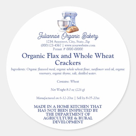 Mixer Bread Bakery Pastry Chef Food Product Label (Voorkant)