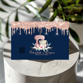 Mixer Floral Roos Gold Drips QR Code Navy Blue Visitekaartje