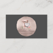 Mixer Flower Hearts Rose Gold Circle Gray Bakery Visitekaartje (Voorkant)
