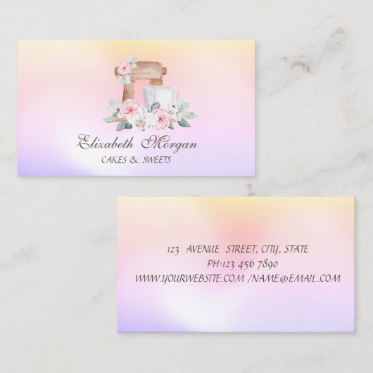Mixer Flowers Bakery Holographic Visitekaartje (Voorkant / Achterkant)