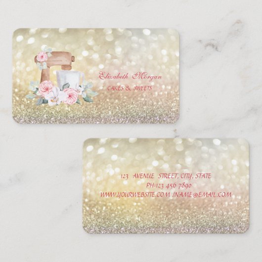 Mixer Flowers Elegant Bokeh Bakery Visitekaartje (Voorkant / Achterkant)