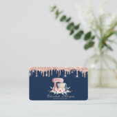 Mixer Flowers Roos Gold Drids Bakery Navy Blue Visitekaartje (Staand voorkant)
