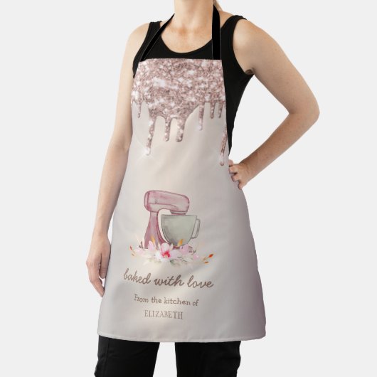 Mixer Flowers Roos Gold Glitter Drivers Bakery Schort (Insitu)