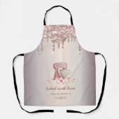 Mixer Flowers Roos Gold Glitter Drivers Bakery Schort (Voorkant)