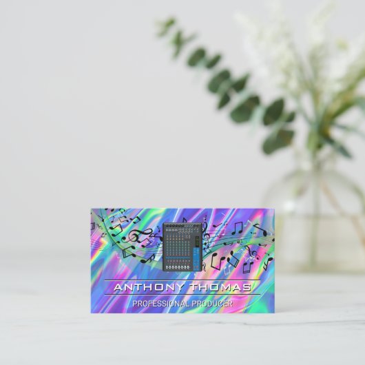 mixer | Geluidsnoten Kleurrijke vloeibare achtergr Visitekaartje (Staand voorkant)