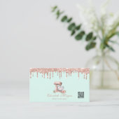 Mixer Harten Bloemen Rose Goud Drips QR Code Visitekaartje (Staand voorkant)