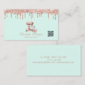 Mixer Hearts Flowers Rose Gold Drips QR Code Visitekaartje (Voorkant / Achterkant)
