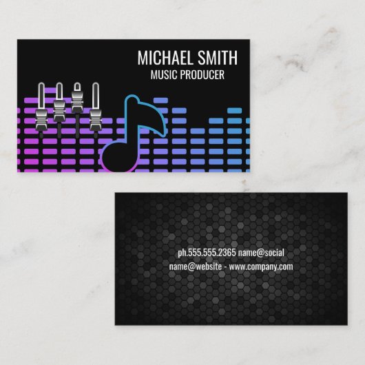Mixer | Kleurrijke muziek geluidsgolf Visitekaartje (Voorkant / Achterkant)