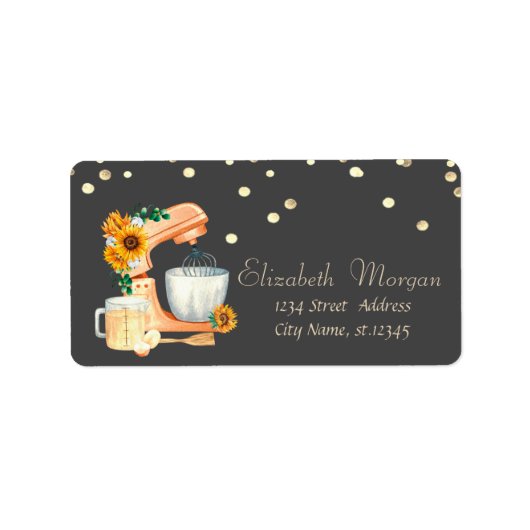 Mixer Sunflower Gold Foil Confetti Etiket (Voorkant)
