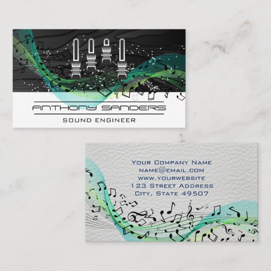 Mixer | Tech Achtergrond | Muzieknotities Visitekaartje (Voorkant / Achterkant)