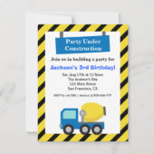 Mixer Truck Construction Theme Children Birthday P Kaart (Voorkant)