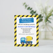 Mixer Truck Construction Theme Children Birthday P Kaart (Staand voorkant)