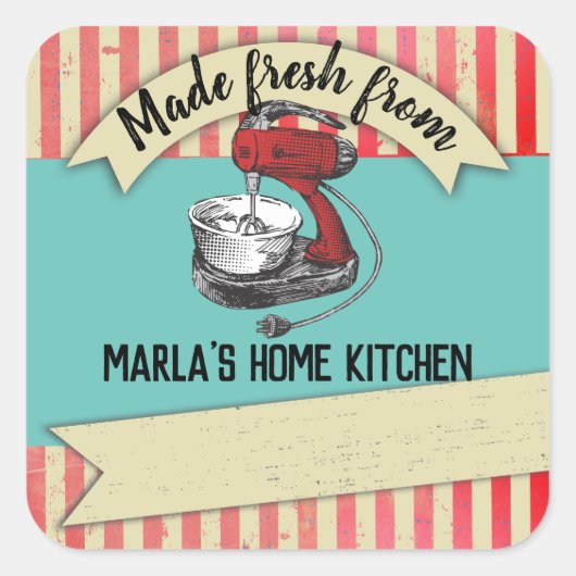  mixer uit de keuken van gepersonaliseerd vierkante sticker (Voorkant)