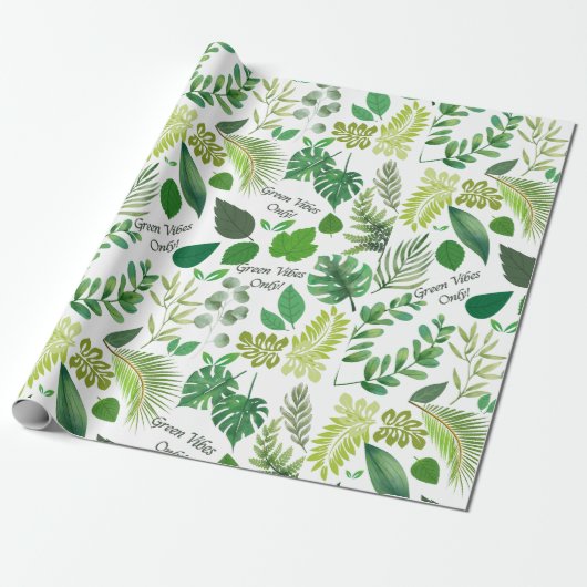 MixGreen Leaf Patterned Cadeaupapier (Uitgerold)