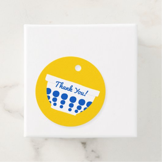 mixing Bowl aangepaste tekst Bedankjes Labels (In situ)