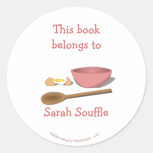 Mixing Bowl Gepersonaliseerd Kookboek Bookplate St Ronde Sticker (Voorkant)