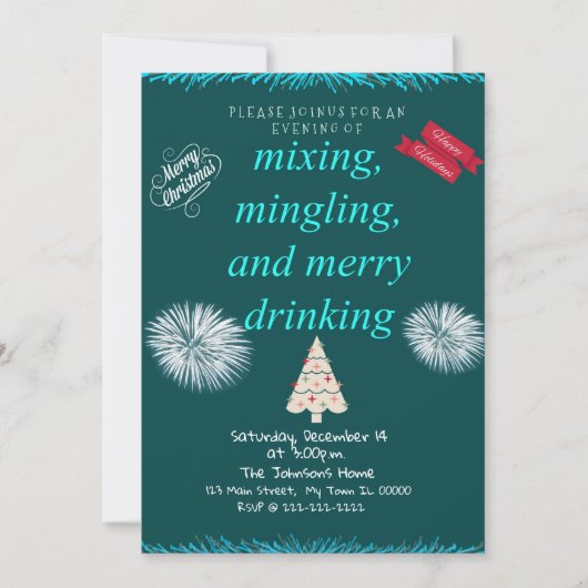 Mixing, Mingling en Merry Drink partij Kaart (Voorkant)