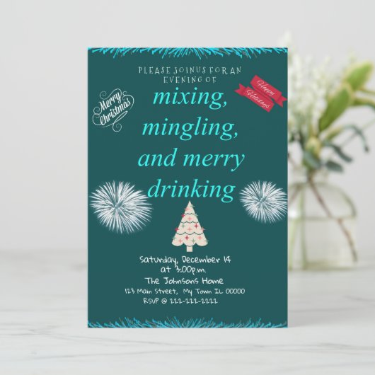 Mixing, Mingling en Merry Drink partij Kaart (Staand voorkant)