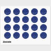MIXMATCH ROYAL BLAUW WITTE GLITTER ACHTERGROND TEM RONDE STICKER (Vel)