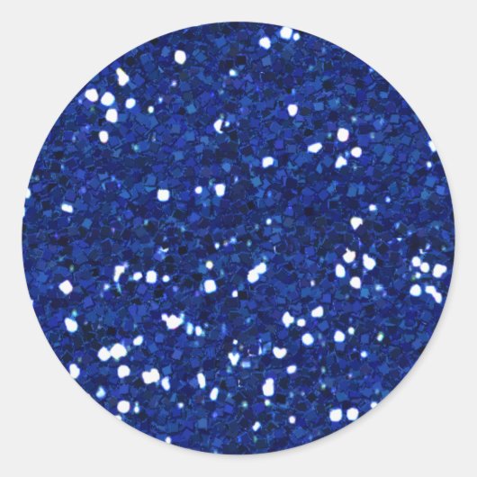 MIXMATCH ROYAL BLAUW WITTE GLITTER ACHTERGROND TEM RONDE STICKER (Voorkant)