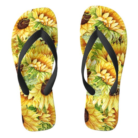 MixNMatch Bloeiende Mooie Zonnebloemen Teenslipper Teenslippers (Voetbed)