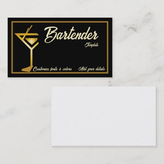 Mixoloog bartender cocktail visitekaartjes (Voorkant / Achterkant)