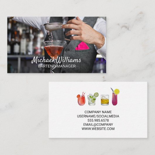 Mixoloog | Bartender Maakt een Drankje Visitekaartje (Voorkant / Achterkant)