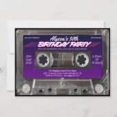 Mixtape Cassette Retro 80s Neon Paarse Party Kaart (Voorkant)