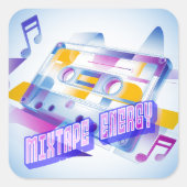 Mixtape Energie Vierkante Sticker (Voorkant)