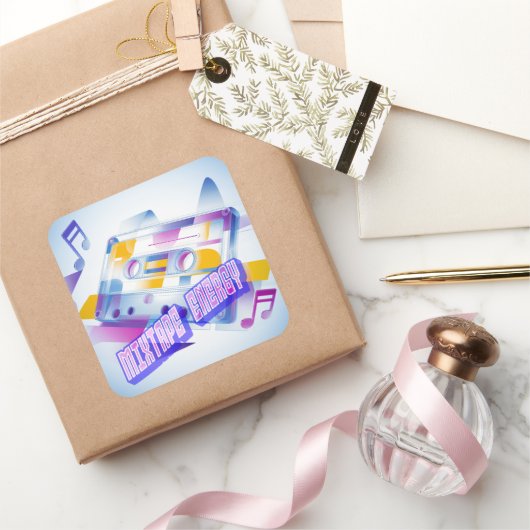 Mixtape Energy Vierkante Sticker (Geschenken)