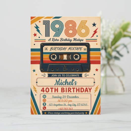 Mixtape Retro 40e Verjaardag Kaart (Staand voorkant)