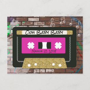 Mixtape van de retro 90  Hip Hop Baby shower uitno Briefkaart