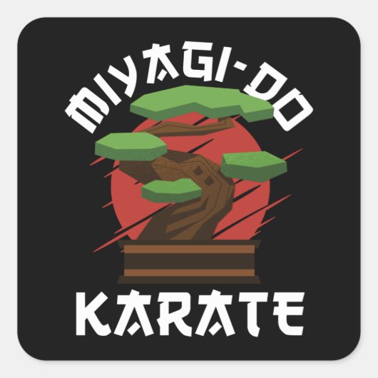 Miyagi-Do Karate Bonsai Tree Gift Vierkante Sticker (Voorkant)