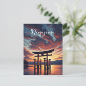 Miyajima Floating Torii Itsukushima Shrine Sunset Briefkaart (Staand voorkant)