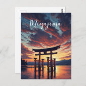 Miyajima Floating Torii Itsukushima Shrine Sunset Briefkaart (Voorkant / Achterkant)