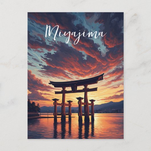 Miyajima Floating Torii Itsukushima Shrine Sunset Briefkaart (Voorkant)