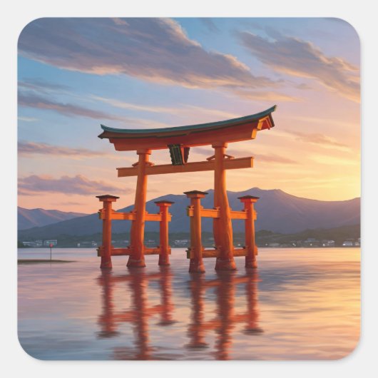 Miyajima Floating Torii Itsukushima Shrine Travel Vierkante Sticker (Voorkant)