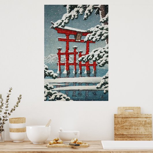 Miyajima in Snow Hasui Kawase Poster Print (Keuken)