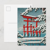 Miyajima in Snow Hasui Kawase shin hanga art Briefkaart (Voorkant / Achterkant)
