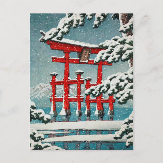 Miyajima in Snow Hasui Kawase shin hanga art Briefkaart