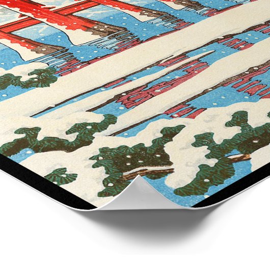 Miyajima in Snow Hasui Kawase shin hanga art Poster (Hoek)