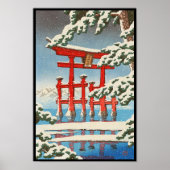Miyajima in Snow Hasui Kawase shin hanga art Poster (Voorkant)