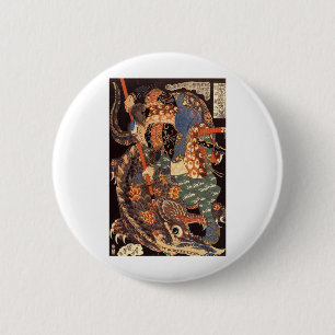 Miyamoto Musashi Ink Painting Ronde Button 5,7 Cm