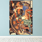 Miyamoto Musashi Kuniyoshi Japanse fijne kunst Canvas Afdruk (Insitu (Houten vloer))