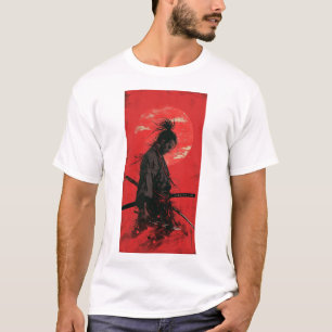 Miyamoto Musashi Vagabond Manga Stijl Rode Achterg T-shirt