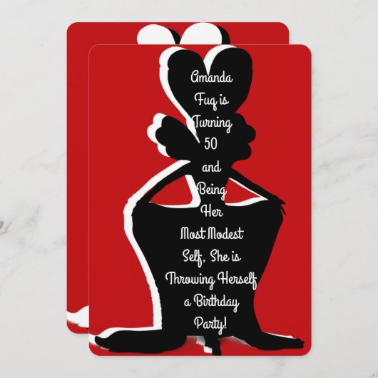 Miz Modesty Drag Queen verjaardagsuitnodiging Kaart (Voorkant / Achterkant)