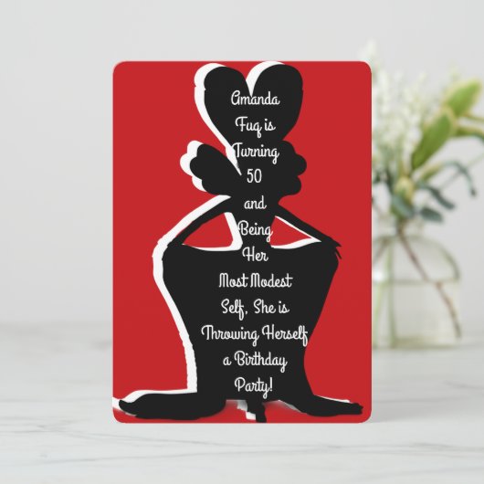 Miz Modesty Drag Queen verjaardagsuitnodiging Kaart (Staand voorkant)