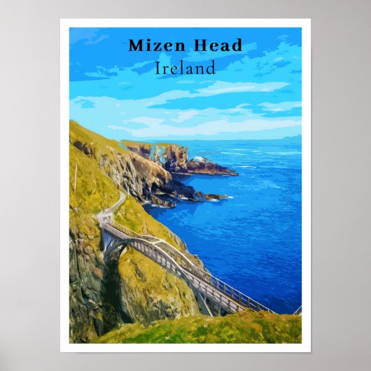 Mizen Head Cork Ireland Retro Style Poster (Voorkant)